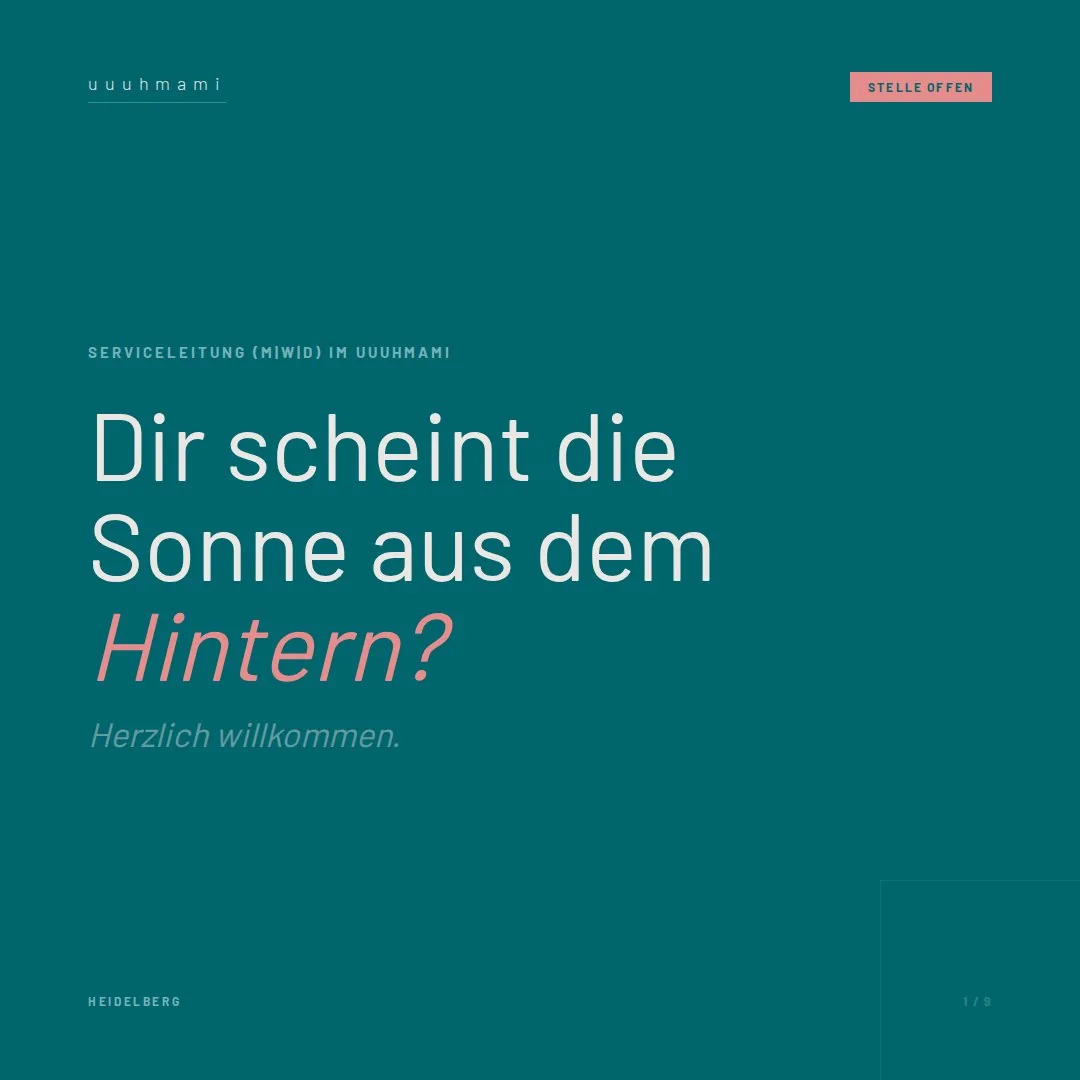 Stellenausschreibung Serviceleitung (m|w|d) — uuuhmami Heidelberg